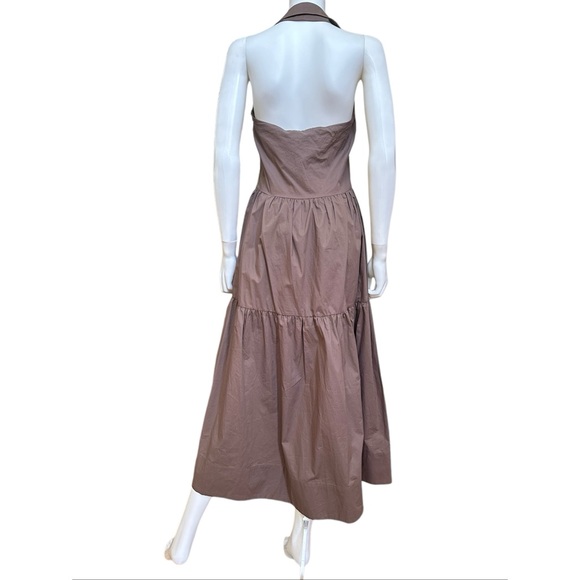 Nicholas Halo Collared Halter Neck Tiered Midi Dress in Mocha, NWT, 0 - Picture 6 of 16